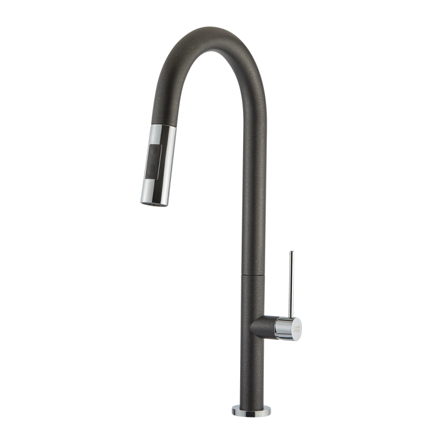 Μπαταρία Κουζίνας με Συρόμενο Ντους Cristalite Nero Armando Vicario 48780-1401