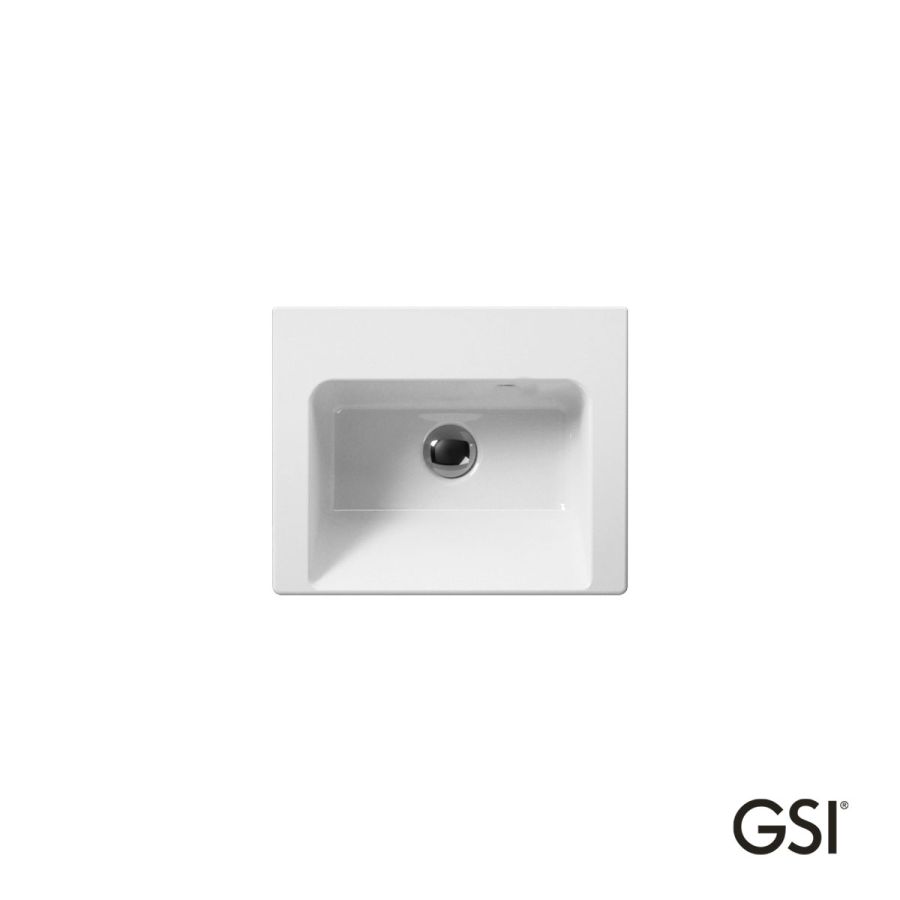 Νιπτήρας Πορσελάνης Norm 42x34 Χωρίς Οπή Μπαταρίας (1 προχαραγμένη) GSI White 8684-300