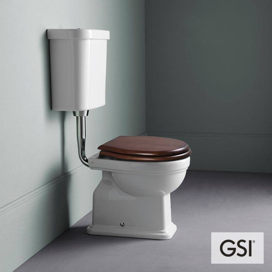 Λεκάνη Υψηλής Πίεσης Κατωστόμια CLASSIC με καζανάκι και Απλό κάλυμμα MS87 Ξύλο, GSI White 871000MW-300