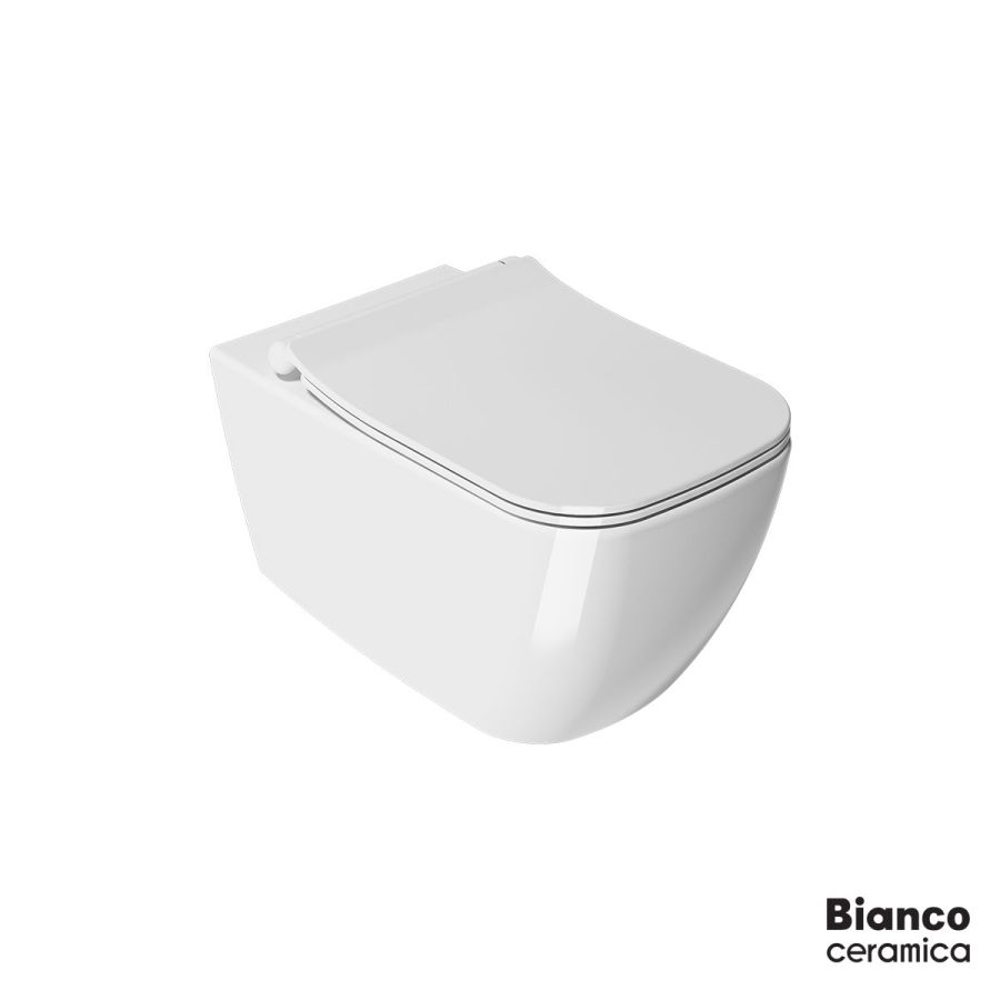 Λεκάνη Κρεμαστή MIZO/51,5 Rimless με κάλυμμα Slim Soft Close MS36SC, Bianco Ceramica White 361600SC-300