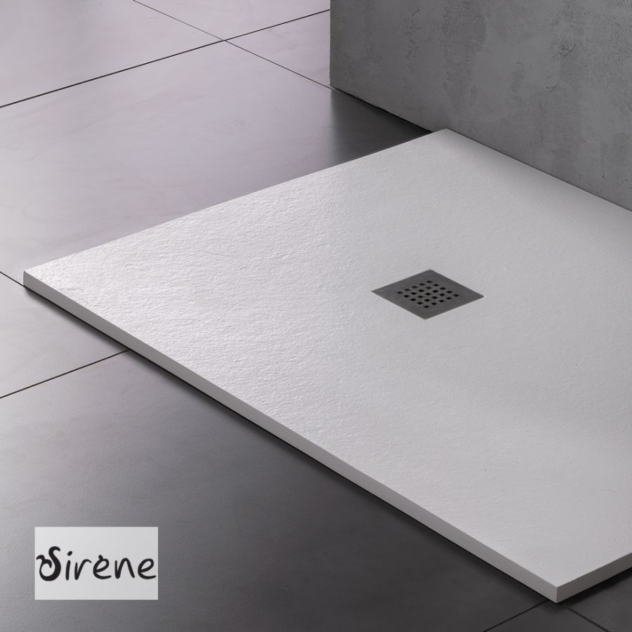 Ντουζιέρα Cast Marble (Χυτό μάρμαρο) με Βαλβίδα Slate 120x90 Sirene White Matt S12090-301