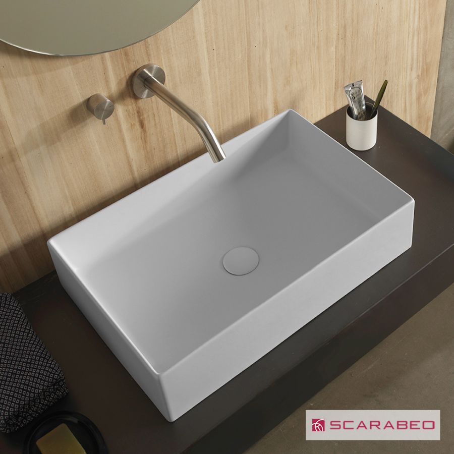 Νιπτήρας Πορσελάνης Teorema2.0 60x40 Scarabeo Pearl (White Matt) 5101-301