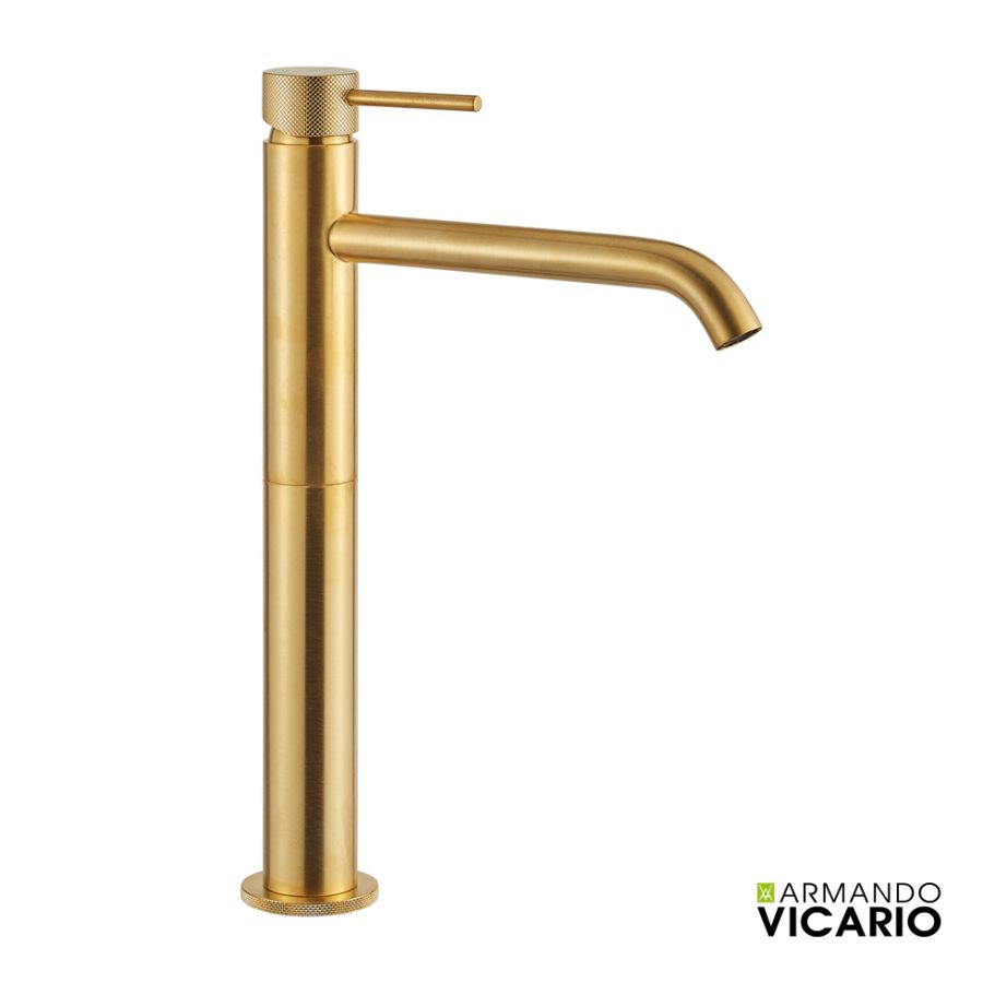 Μπαταρία Νιπτήρα Υψηλή με Βαλβίδα Clic-Clac industrial Vicario Brushed Gold 512041-201