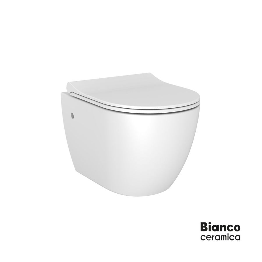 Λεκάνη Κρεμαστή VITO/48 με κάλυμμα Slim Soft Close 9250SC, Bianco Ceramica White VT01000SC-300