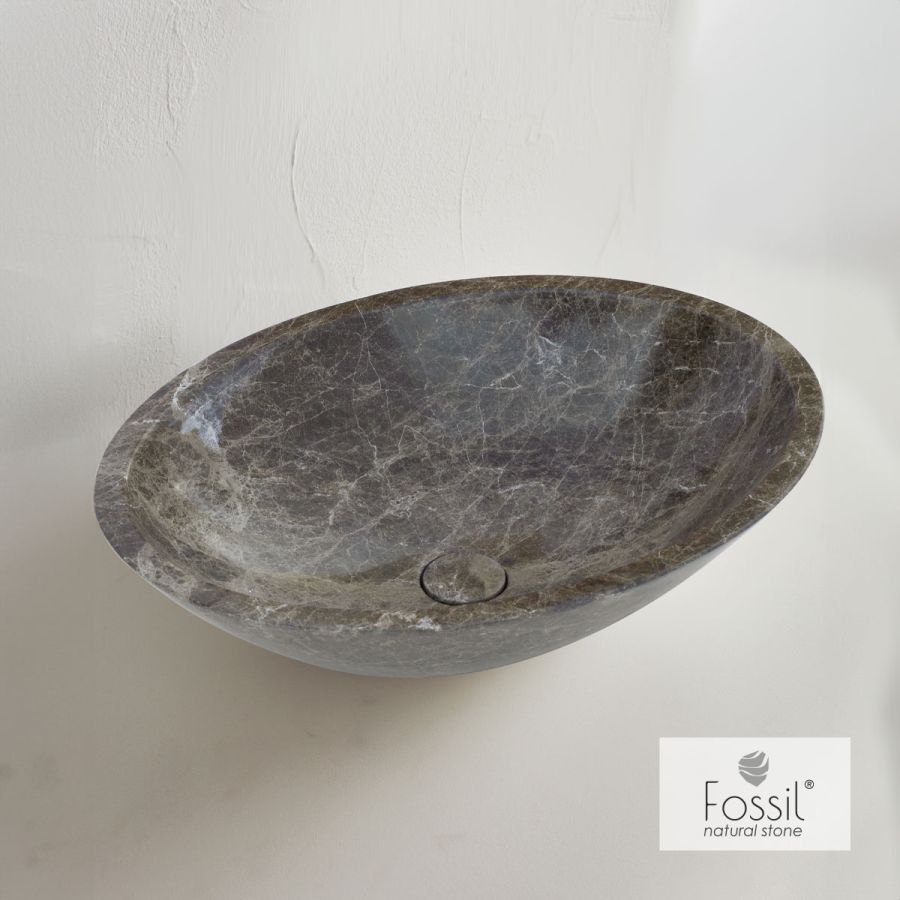 Νιπτήρας Μαρμάρινος  Mica 55x41 h.16 Fossil Emperador Dark DR55-523