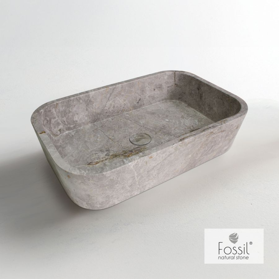 Νιπτήρας Μαρμάρινος  Gaia 60x38 h.14 Fossil Tundra Grey DS60-423