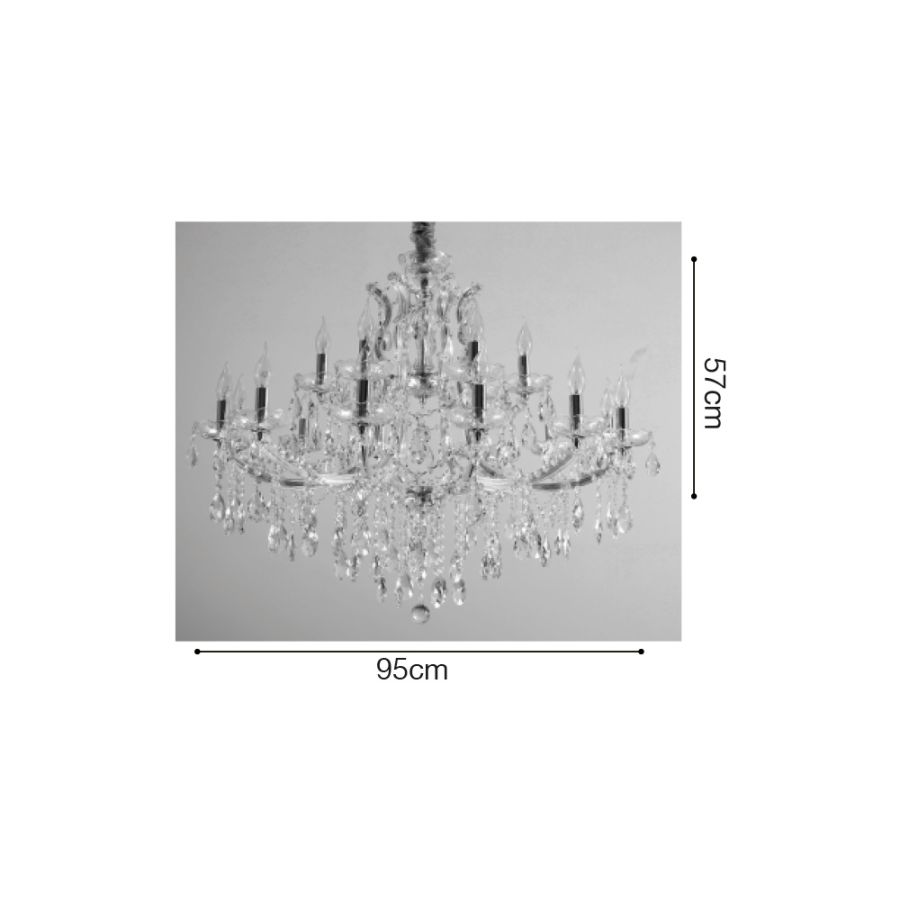 Πολυέλαιος Δεκαοκτάφωτος 18xE14 95xH57cm Χρυσαφί Μέταλλο, Γυαλί, Διάφανα Κρύσταλλα Inlight 5244-12+6-Χρυσό