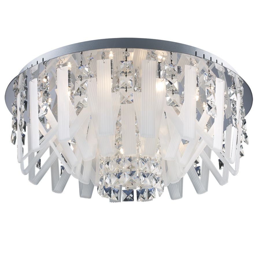 Φωτιστικό Πλαφονιέρα Οροφής 60xH23cm 15xG4 Χειροποίητο Γυαλί-Κρύσταλλα Asfour Sun Light 6013-15C 