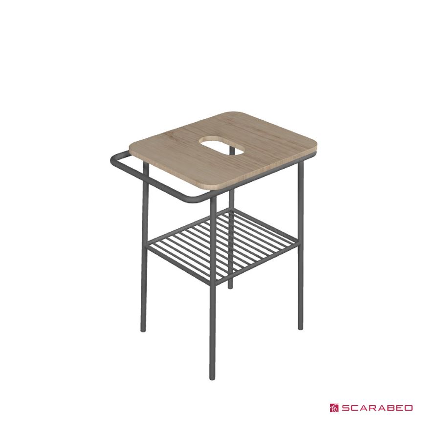 Έπιπλο μπάνιου Fuji 59εκ. Wood/Ardesia (Black Matt) χωρίς νιπτήρα, Scarabeo 6016-8949