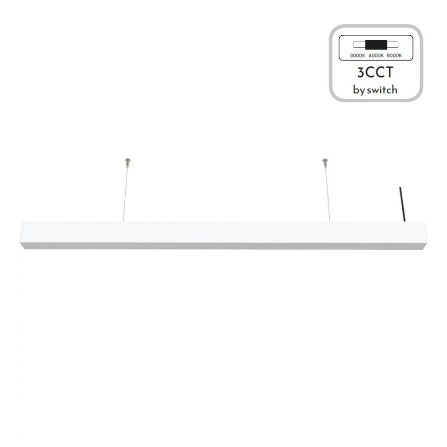 InLight Κρεμαστό φωτιστικό LED 60W 3CCT By Switch από αλουμίνιο σε λευκή απόχρωση D:180cm 6072-180-WH