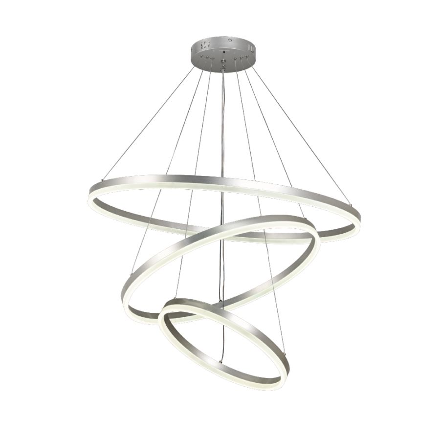 Κρεμαστό φωτιστικό LED 100W 3CCT by switch on base  D:60cm 6095-A-Silver