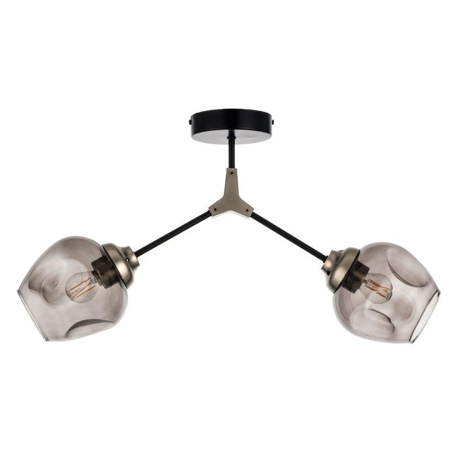 InLight Κρεμαστό φωτιστικό από μαύρο μέταλλο και φιμέ γυαλί 2XE27 D:60cm 6129-2-ΝΜ