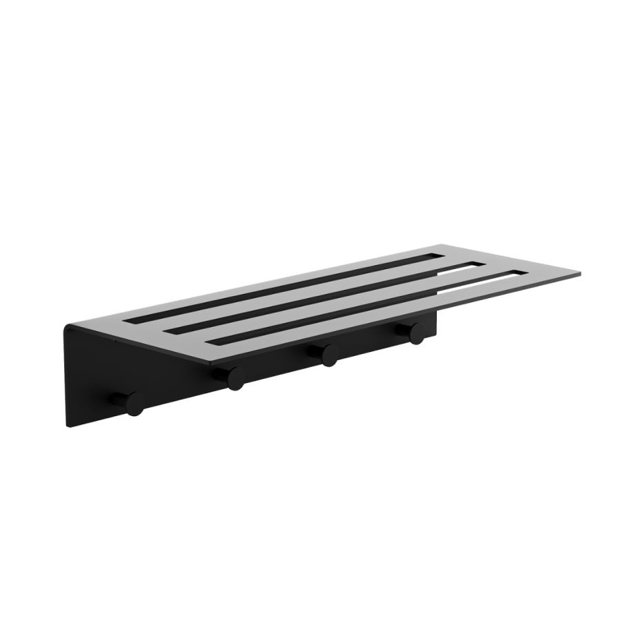 Ραφιέρα με Άγκιστρα Επίτοιχη W600xD240xH120mm Stainless Steel Black Mat Verdi Strantza 7231305