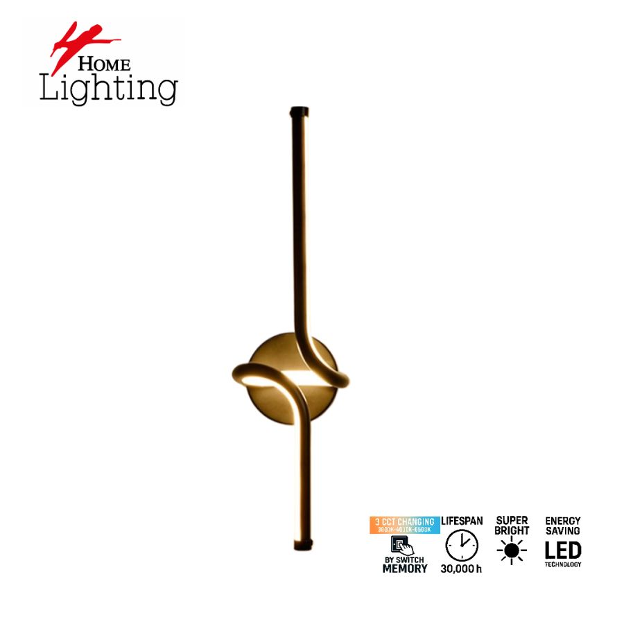SE LED 60 SERPENTINA WALL LAMP 3CCT WITH MEMORY BLACK 2 YEARS WARRANTY HOMELIGHTING 77-51159