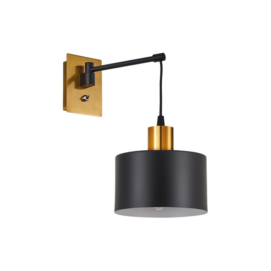 SE21-GM-9-MS1 ADEPT WALL LAMP Gold Matt and Black Metal Wall Lamp Black Metal Shade+ HOMELIGHTING 77-8359