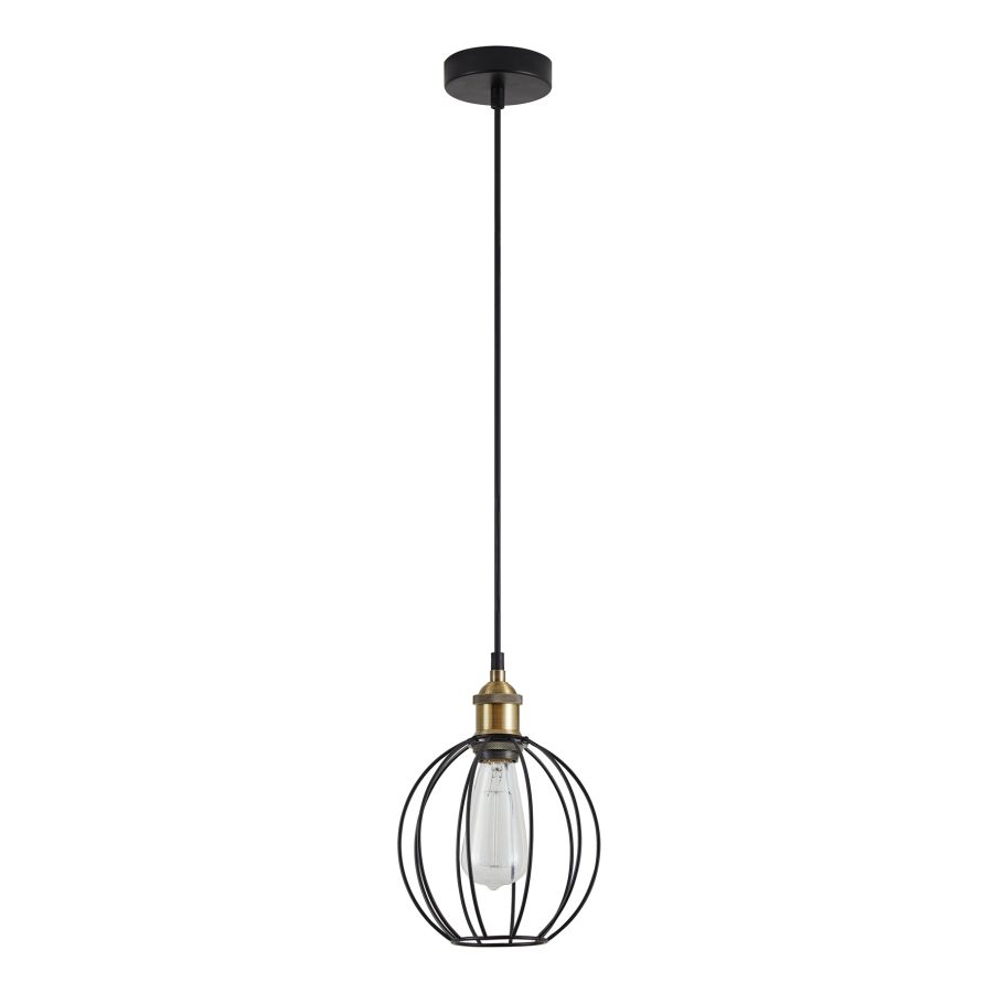 SE21-BR-10-GR2 MAGNUM Bronze Metal Pendant Black Metal Grid with Black Fabric Cable+ HOMELIGHTING 77-8710