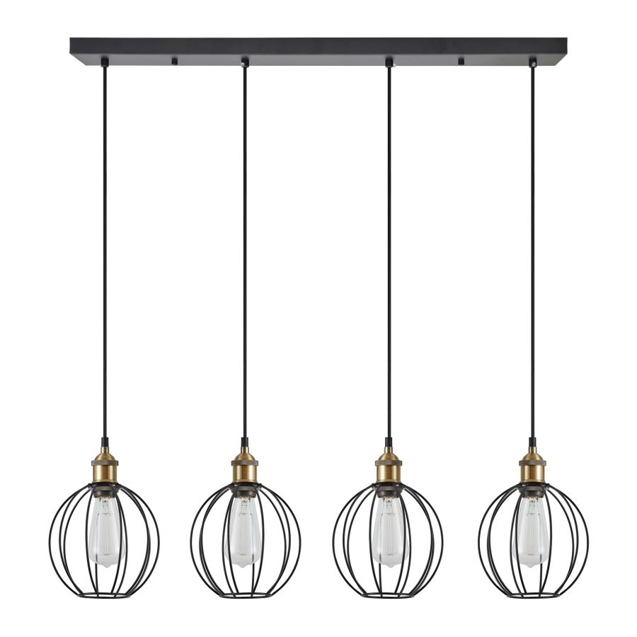 SE21-BR-10-4BL-GR2 MAGNUM Bronze Metal Pendant Black Metal Grid with Black Fabric Cable+ HOMELIGHTING 77-8716