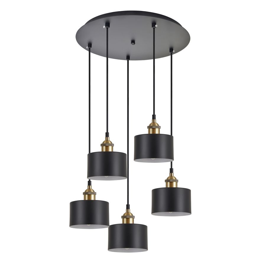 SE21-BR-10-5BL-MS1 MAGNUM BRONZE  Black Metal Shade Pendant+ HOMELIGHTING 77-8765