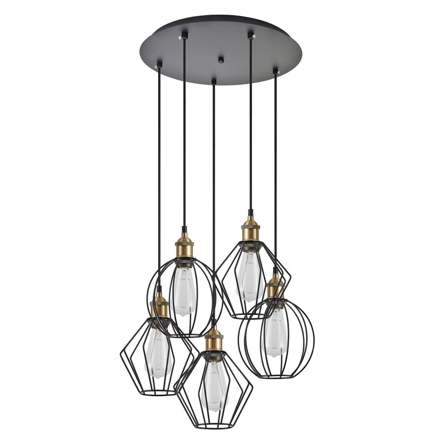 SE21-BR-10-5BL-GR12 MAGNUM FLEX Bronze Metal Pendant Black Metal Grid+ HOMELIGHTING 77-8966