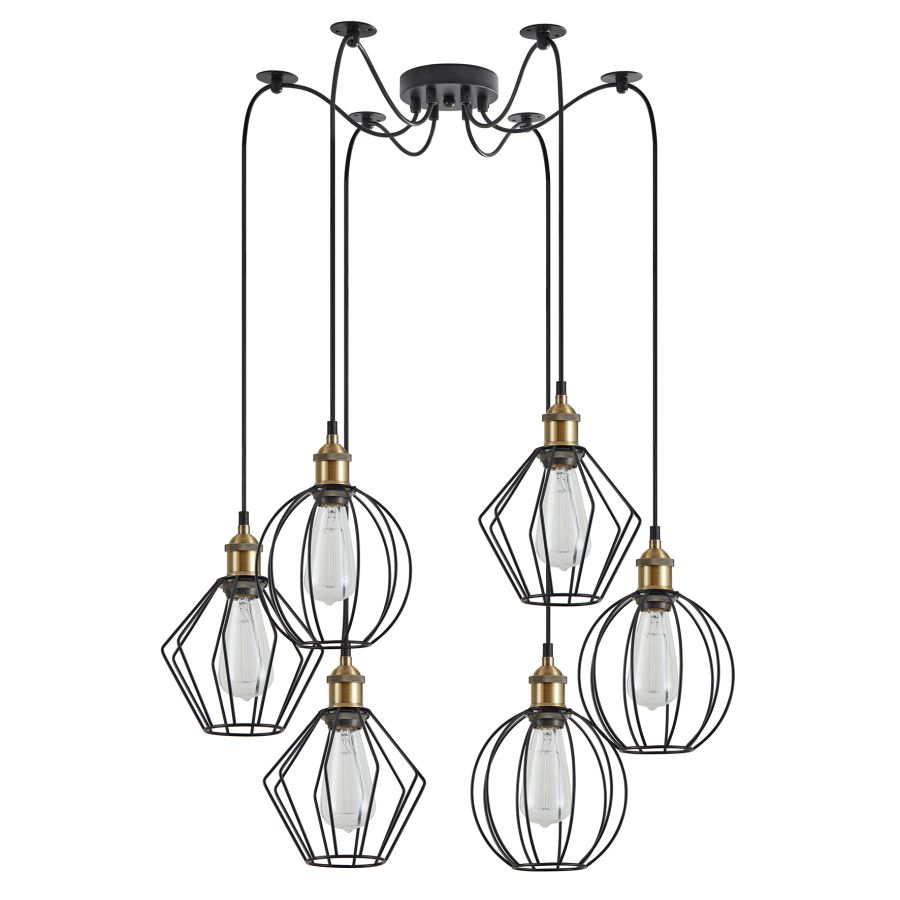 SE21-BR-10-BL6-GR12 MAGNUM FLEX Bronze Metal Pendant Black Metal Grid+ HOMELIGHTING 77-8968
