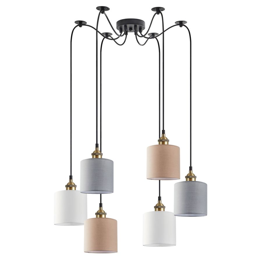SE21-BR-10-6BL-SH123 MAGNUM FLEX White, Grey, Brown Shade Pendant+ HOMELIGHTING 77-9031