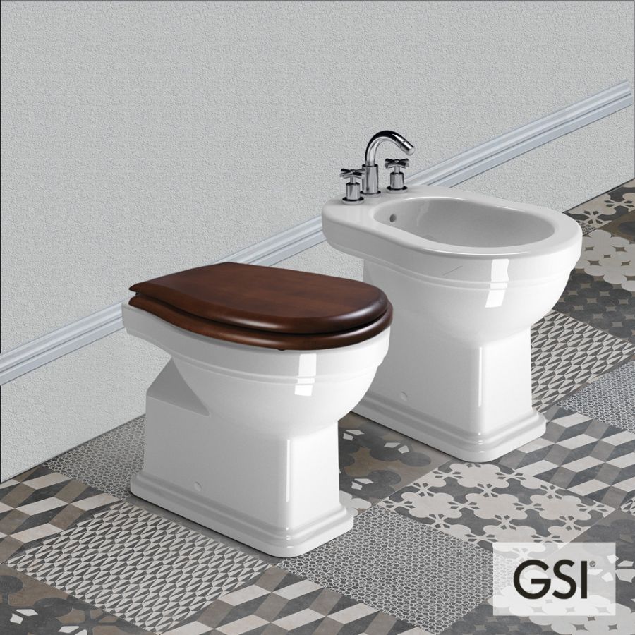 Λεκάνη Υψηλής Πίεσης Πισωστόμια CLASSIC/54 με Απλό κάλυμμα MS87C Ξύλο, GSI White 871100W-300