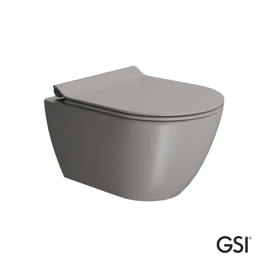 Λεκάνη Κρεμαστή Pura/50 Swirlflush με κάλυμμα MS86SC Super Slim Soft Close, GSI Tortora 881600SC-440