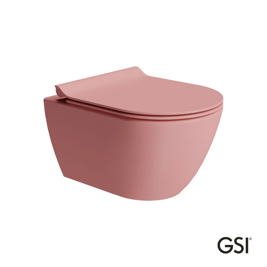 Λεκάνη Κρεμαστή Pura/50 Swirlflush με κάλυμμα MS86SC Super Slim Soft Close, GSI Blush Matt 881600SC-821