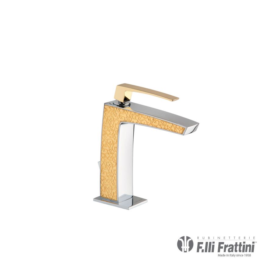 Μπαταρία Νιπτήρα με Αυτόματη Βαλβίδα Luce Frattini decor Chrome/Gold 84054D-100200