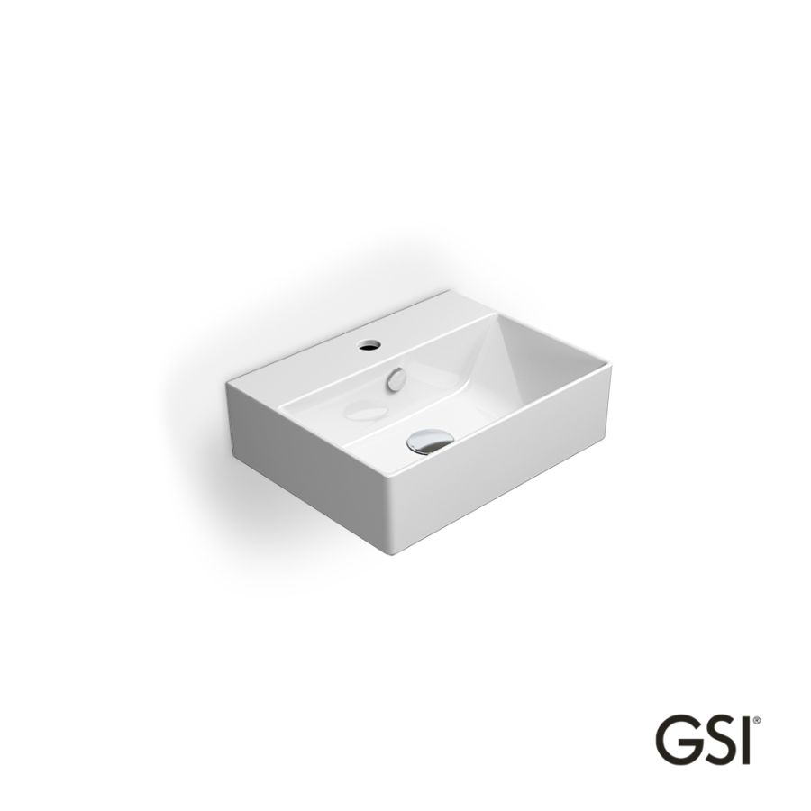 Νιπτήρας Πορσελάνης Kube-X 45x35 (1 οπή+2 προχ.) GSI White 9485-300