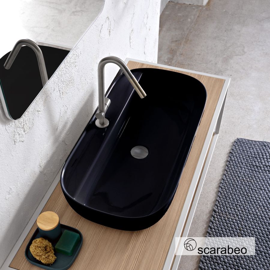 ΝΙΠΤΗΡΑΣ GLAM76/R 76x38 (1 οπή) SCARABEO ARDESIA (BLACK MATT) 1801-401