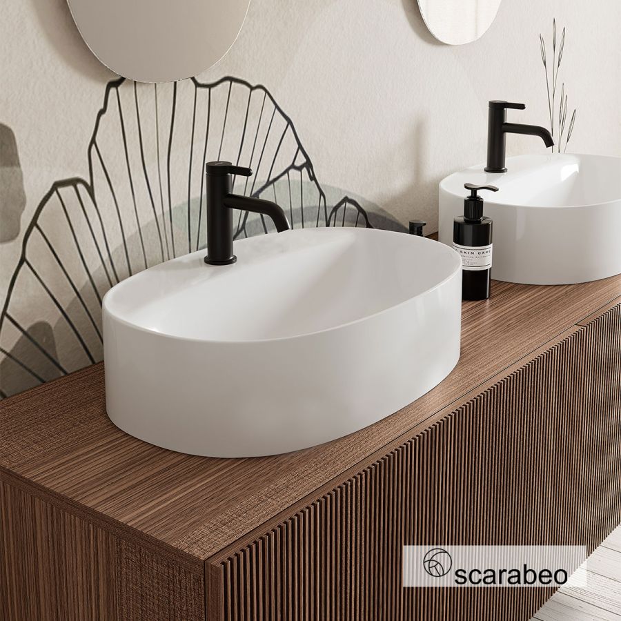 ΝΙΠΤΗΡΑΣ SKINNY 60x40 H.15 (1 οπή) SCARABEO WHITE MATT 5403-301
