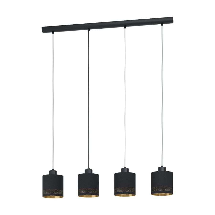 Φωτιστικό Κρεμαστό Ράγα 94εκ. Τετράφωτη Μαύρο -Χρυσό Eglo Esteperra 99275