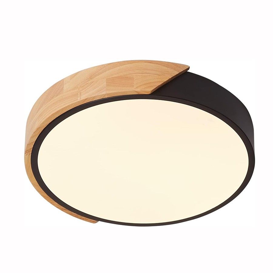 Πλαφονιέρα Οροφής 42xH5cm Μέταλλο Μαύρο-Απόχρωση Ξύλου Led CCT 3000-6000K max 50w 3030lm Dimmable Remote Control Sun Light AGLIO-40-BK 