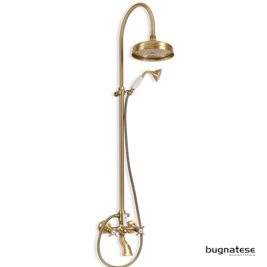 Μπαταρία Ντουζιέρας με Κεφαλή και Κολώνα ρυθμιζόμενου ύψους Princeton Bugnatese Bronze CD801-220