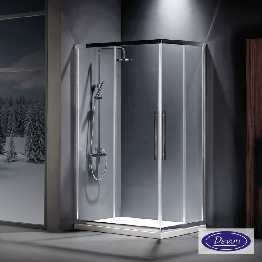 Καμπίνα ντουζιέρας Γωνιακής Εισόδου Corner Entry 100x110 (97-99 x 107-109 εκ.), Devon Flow Clean Glass Chrome CF100110C-100