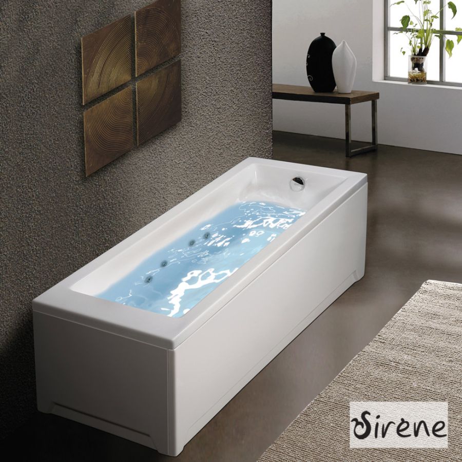 Μπανιέρα Ακρυλική CUBIC με σύστημα Υδρομασάζ (0.88hp-6 jet) 180x80, Sirene White CUB18080W