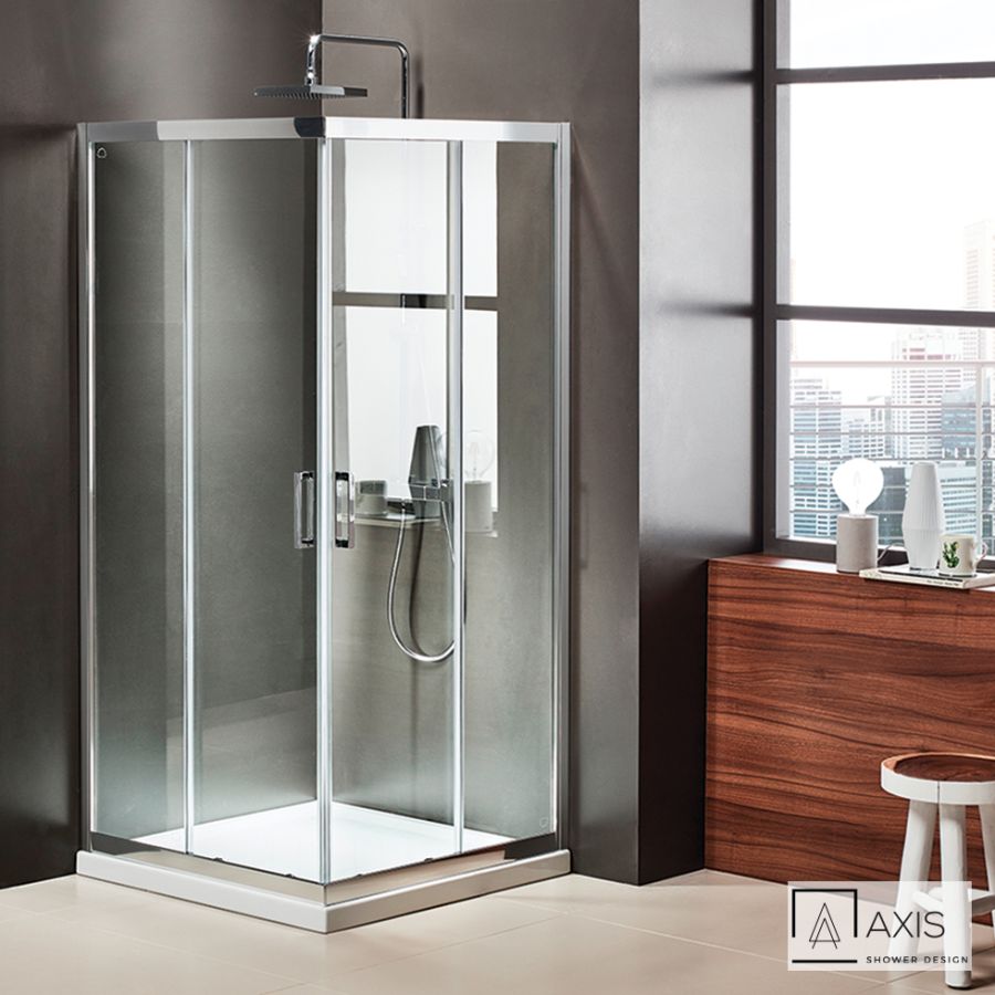 Καμπίνα ντουζιέρας Γωνιακής Εισόδου Corner Entry 100x100 (97-99 x 97-99 εκ.), Axis Clean Glass Chrome CX100C-100