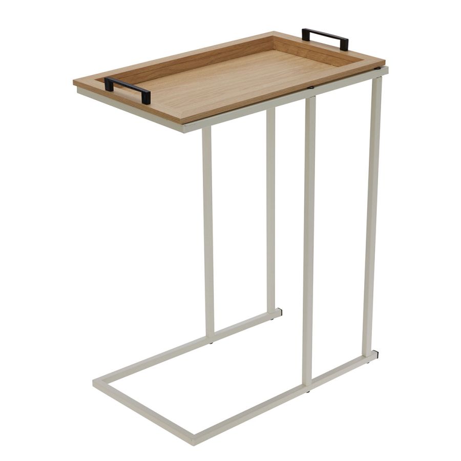 Side Table με Μεταλλικό Σκελετό Off-White και Αφαιρούμενη Επιφάνεια από MDF 45x28x59cm MRShome DF-0051000