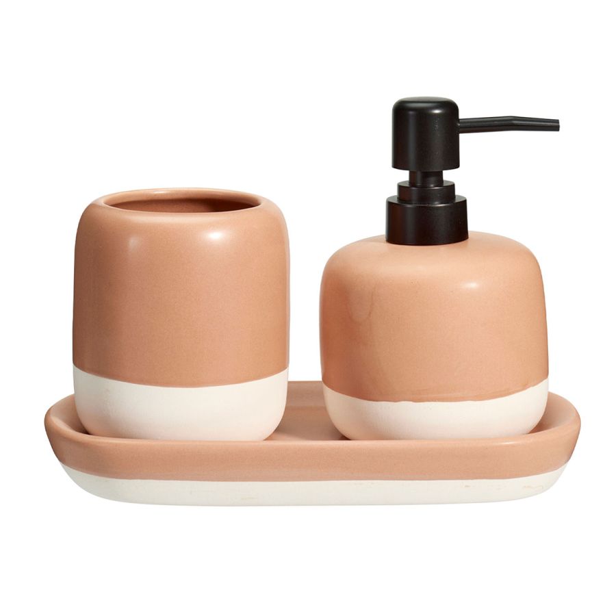 Σετ Μπάνιου από Δολομίτη με PP 3 Τεμαχίων Pink 7613 MRShome DF-0067001