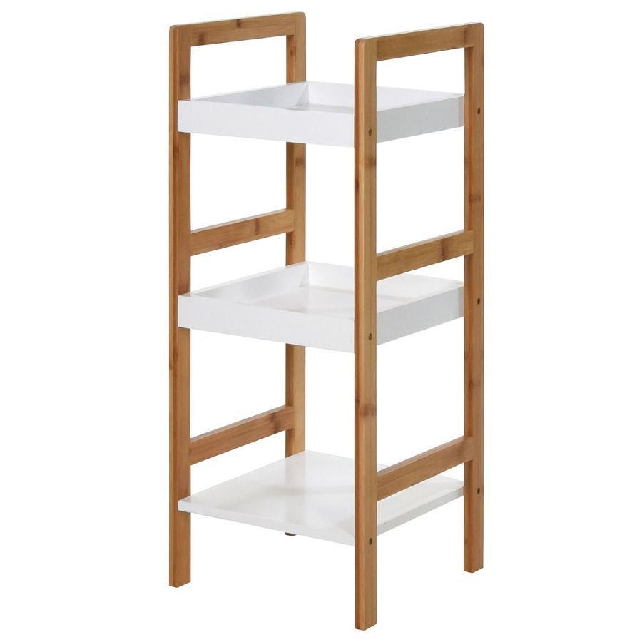 Ραφιέρα Μπάνιου από Bamboo & MDF με 3 Ράφια Natural/White MRShome DF-0090000