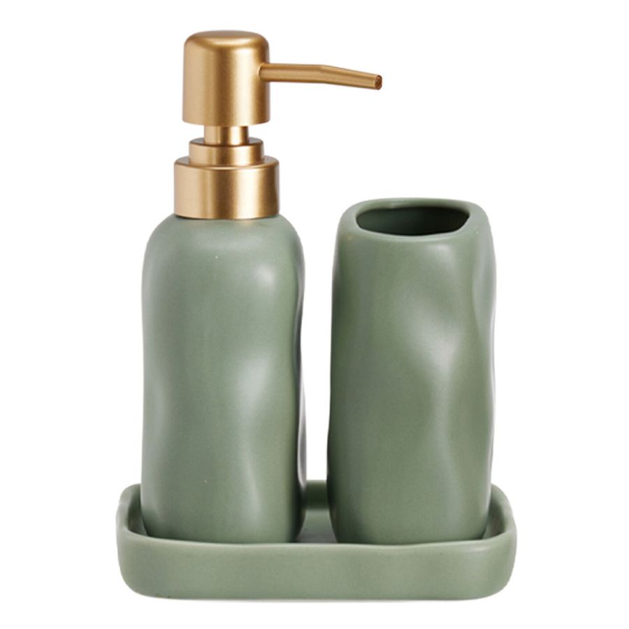 Σετ Μπάνιου Stoneware 3 Τεμαχίων Green 5635U MRShome DF-0093003