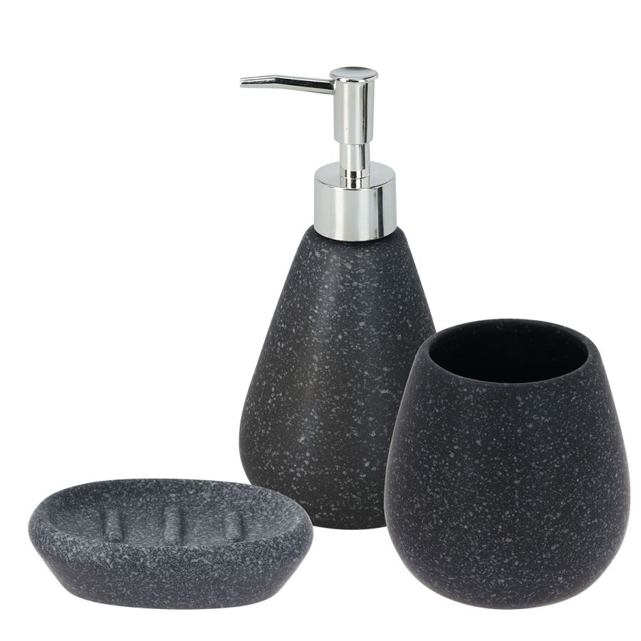 Σετ Μπάνιου 3 Τεμαχίων από Δολομίτη Anthracite MRShome DF-0099002