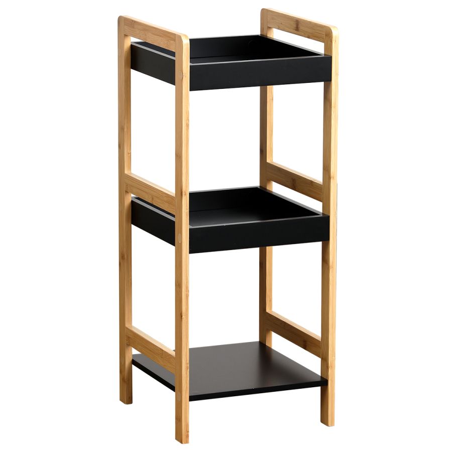 Ραφιέρα 3 θέσεων Bamboo/MDF Μπεζ/Μαύρη 33x33x80cm MRShome DS-1145000