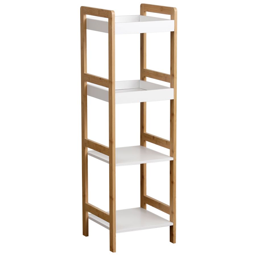 Ραφιέρα 4 θέσεων Bamboo/MDF Μπεζ/Λευκή 34x33x110cm MRShome  DS-1148000