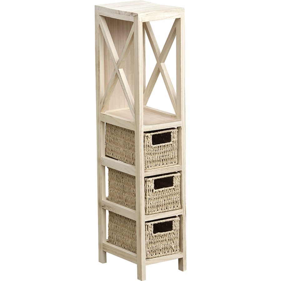 Έπιπλο MDF με 1 Ράφι και 3 Συρτάρια Μπεζ 17x24x82cm MRShome DS-1245000