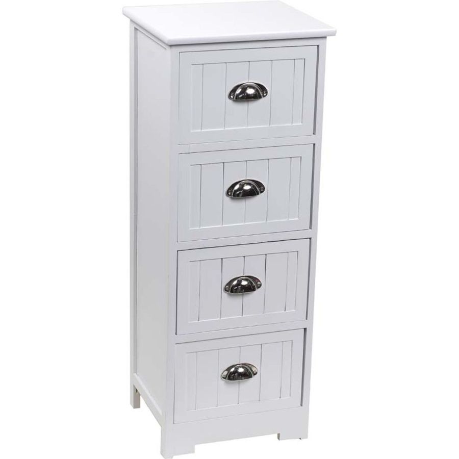 Συρταριέρα MDF με 4 Συρτάρια Λευκή 35x30x90cm MRShome DS-1298000