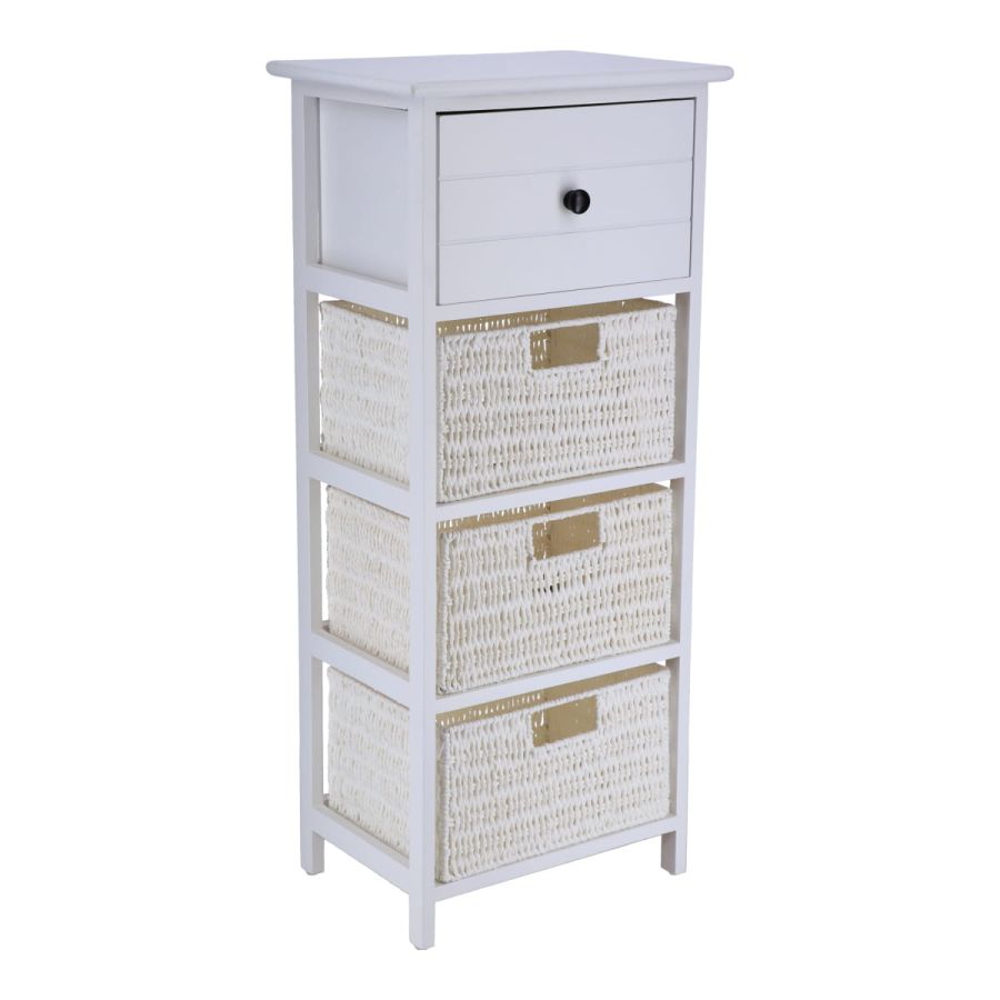 Συρταριέρα Λευκή MDF με 4 Συρτάρια 37.5x27.5x86cm MRShome DS-2216000