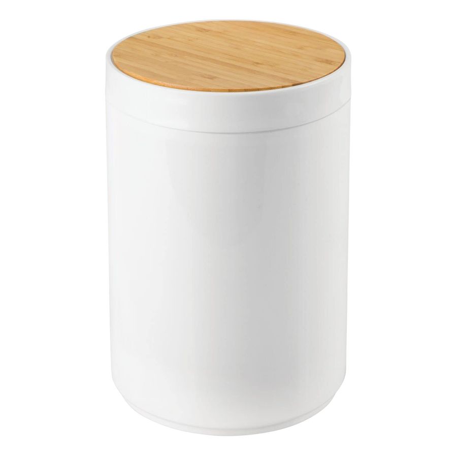Κάδος Απορριμμάτων 5L από PP Λευκός με Παλλόμενο Καπάκι από Μπαμπού MRShome DS-8932B10