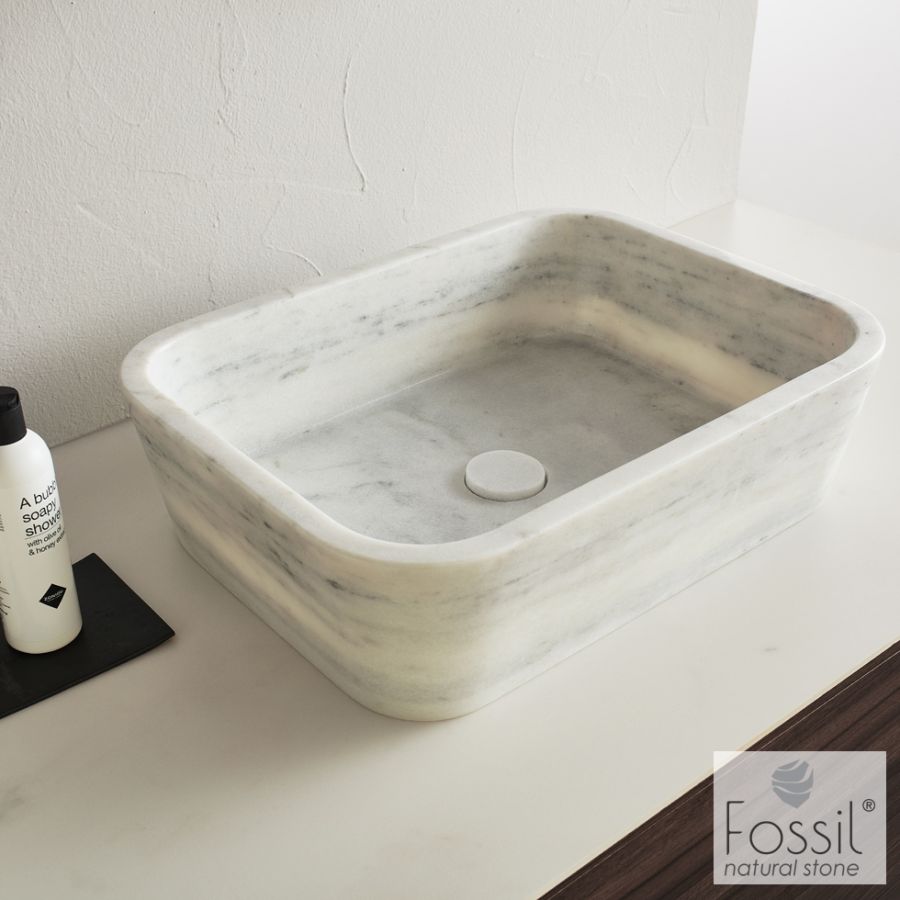 Νιπτήρας Μαρμάρινος Gaia 60x38 h.14 Fossil Carrara Nuovo DS60-300